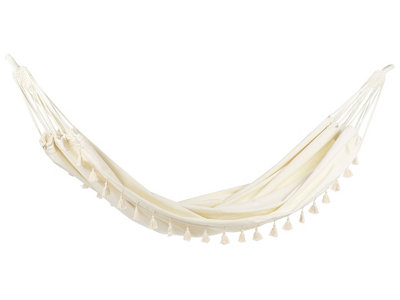 Wyld And Coco Unisex Beige Boho Cotton Garden Hammock - Indoor Outdoor Swing Seat - Image 2
