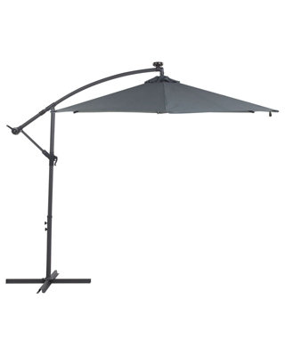 Wyld And Coco Unisex Grey 285 Cm Cantilever Parasol With Solar Led Lights Aluminium Pole Size 25 - Image 2