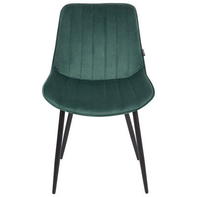 Wyld And Coco Emerald Velvet Armless Dining Chairs Set Of 2 With Black Steel Legs - Compact Modern Design