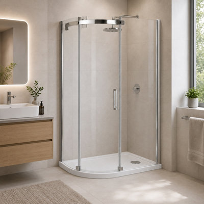 Plum&clay Solero Chrome Sliding Door Left Hand Quadrant Shower Enclosure With Shower Tray (L) 1200mm X (W) 800mm from B&Q