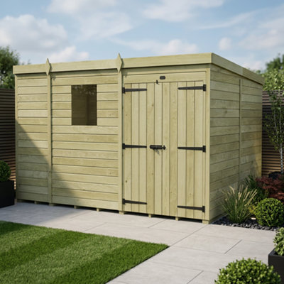 B&Q -  9 X 8 Pent Shed (Double DoorWith Windows)
