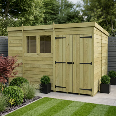 B&Q -  10 X 7 Pent Shed (Double DoorWith Windows)