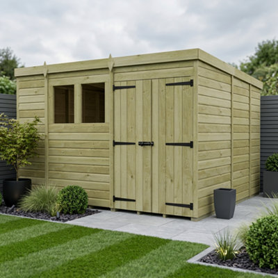 B&Q -  10 X 9 Pent Shed (Double DoorWith Windows)