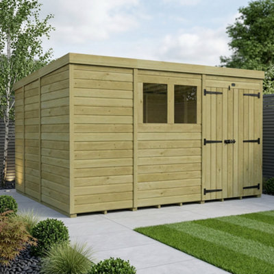 B&Q -  11 X 9 Pent Shed (Double DoorWith Windows)
