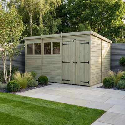 B&Q -  12 X 9 Pent Shed (Double DoorWith Windows)