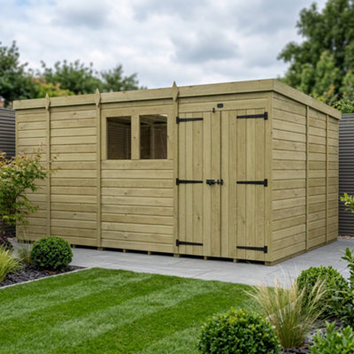 B&Q -  13 X 9 Pent Shed (Double DoorWith Windows)