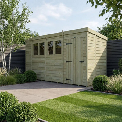 B&Q -  14 X 6 Pent Shed (Single DoorWith Windows)