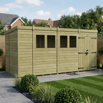 B&Q -  14 X 6 Pent Shed (Double DoorWith Windows)