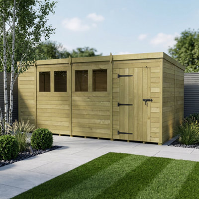 B&Q -  14 X 8 Pent Shed (Single DoorWith Windows)