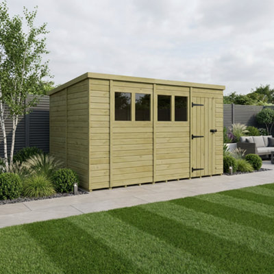 B&Q -  14 X 9 Pent Shed (Single DoorWith Windows)