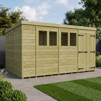 B&Q -  14 X 9 Pent Shed (Double DoorWith Windows)