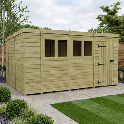 B&Q -  14 X 10 Pent Shed (Single DoorWith Windows)