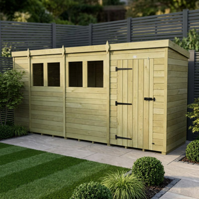 B&Q -  15 X 4 Pent Shed (Single DoorWith Windows)