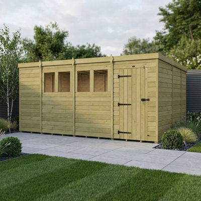 B&Q -  15 X 9 Pent Shed (Single DoorWith Windows)