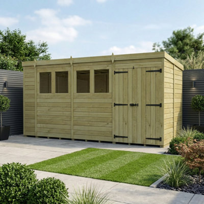 B&Q -  15 X 9 Pent Shed (Double DoorWith Windows)