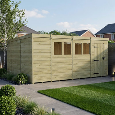 B&Q -  15 X 10 Pent Shed (Single DoorWith Windows)