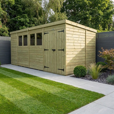 B&Q -  15 X 10 Pent Shed (Double DoorWith Windows)