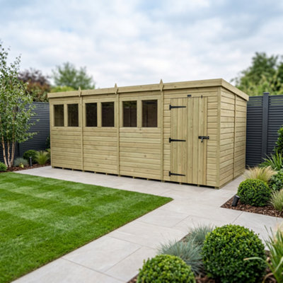 B&Q -  16 X 8 Pent Shed (Single DoorWith Windows)
