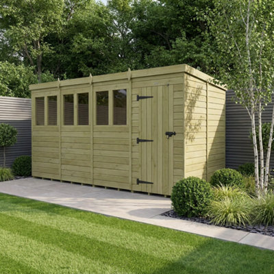 B&Q -  16 X 9 Pent Shed (Single DoorWith Windows)