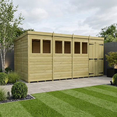 B&Q -  16 X 9 Pent Shed (Double DoorWith Windows)