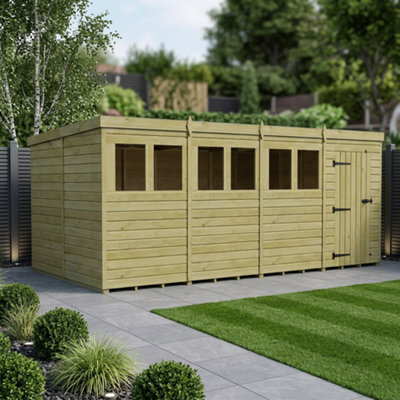 B&Q -  16 X 10 Pent Shed (Single DoorWith Windows)