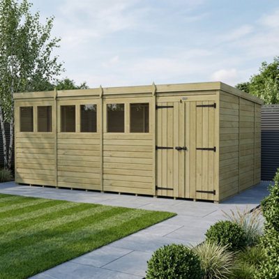 B&Q -  16 X 10 Pent Shed (Double DoorWith Windows)