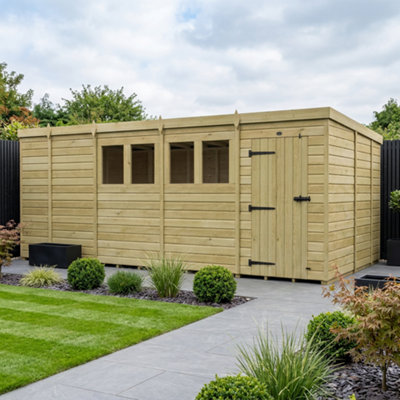 B&Q -  17 X 9 Pent Shed (Single DoorWith Windows)