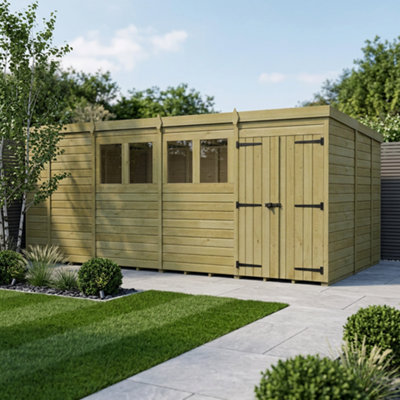 B&Q -  17 X 9 Pent Shed (Double DoorWith Windows)