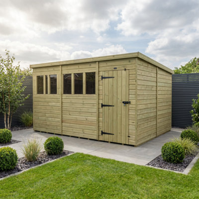 B&Q -  17 X 10 Pent Shed (Single DoorWith Windows)