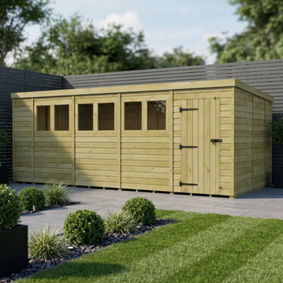B&Q -  18 X 9 Pent Shed (Single DoorWith Windows)