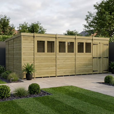 B&Q -  18 X 9 Pent Shed (Double DoorWith Windows)