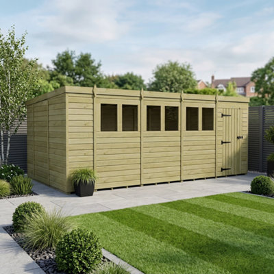 B&Q -  18 X 10 Pent Shed (Single DoorWith Windows)