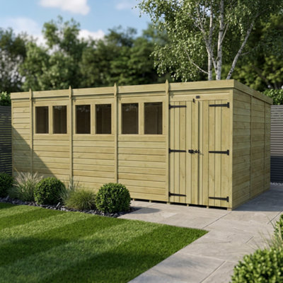B&Q -  18 X 10 Pent Shed (Double DoorWith Windows)