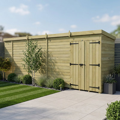 B&Q -  19 X 4 Pent Shed (Double DoorNo Windows)
