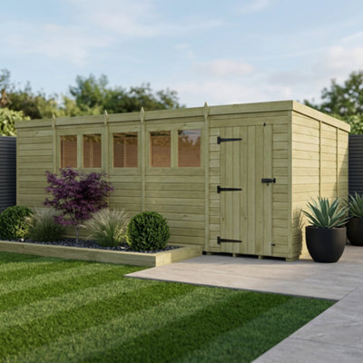 B&Q -  19 X 9 Pent Shed (Single DoorWith Windows)