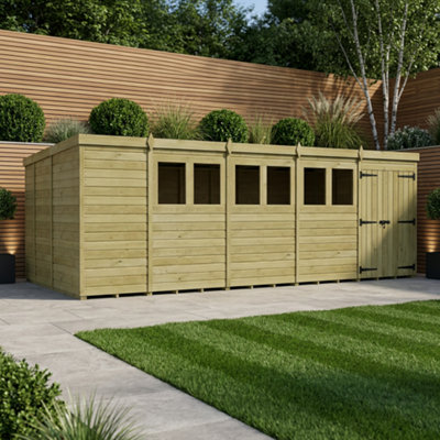 B&Q -  19 X 9 Pent Shed (Double DoorWith Windows)