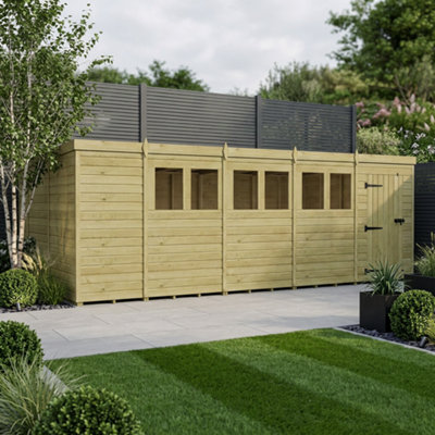 B&Q -  19 X 10 Pent Shed (Single DoorWith Windows)