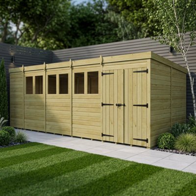 B&Q -  19 X 10 Pent Shed (Double DoorWith Windows)