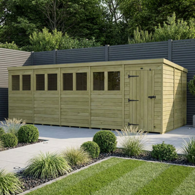 B&Q -  20 X 9 Pent Shed (Single DoorWith Windows)