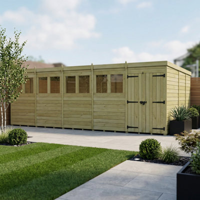 B&Q -  20 X 9 Pent Shed (Double DoorWith Windows)