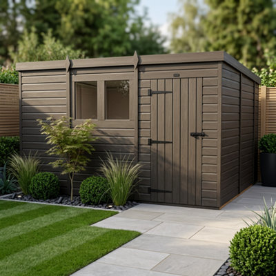 B&Q -  11X10 Pent Composite Shed (Single DoorWith Windows)