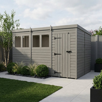 B&Q -  12X10 Pent Composite Shed (Single DoorWith Windows)