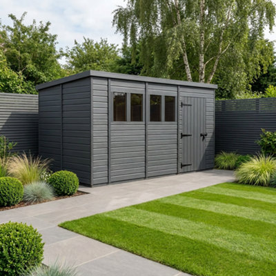 B&Q -  14X6 Pent Composite Shed (Single DoorWith Windows)
