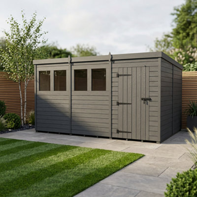 B&Q -  14X8 Pent Composite Shed (Single DoorWith Windows)