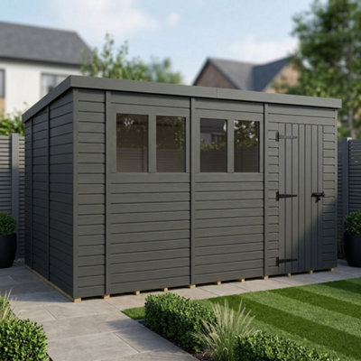 B&Q -  14X10 Pent Composite Shed (Single DoorWith Windows)