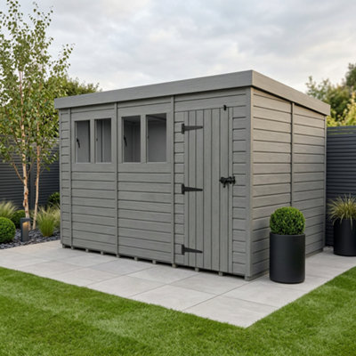 B&Q -  17X9 Pent Composite Shed (Single DoorWith Windows)