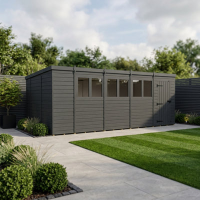 B&Q -  19X10 Pent Composite Shed (Single DoorWith Windows)