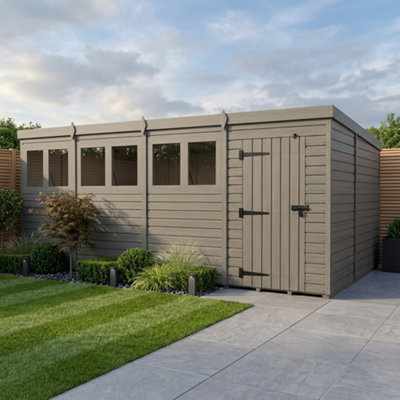 B&Q -  20X9 Pent Composite Shed (Single DoorWith Windows)