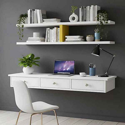 B&Q Wall Mounted Floating Cabinet Bedroom Vanity Table Office Desk Storage Shelf
