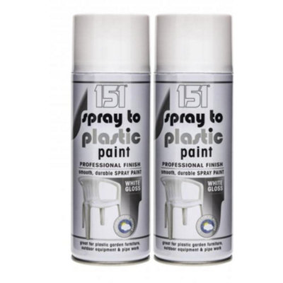 151 Spray To Plastic Paint White Gloss 400Ml X 2